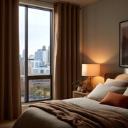 Tawny Brown Linen Thermal Grommet Curtains