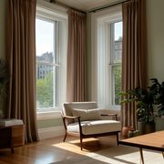 Tawny Brown Linen Thermal Pinch Pleat Curtains