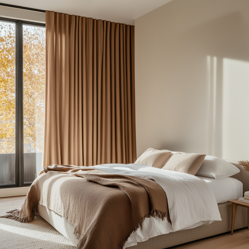 Tawny Warm Brown Bedroom Curtains 