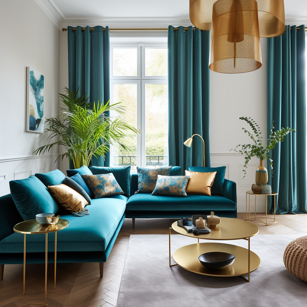 Teal Grommet Blackout Velvet Curtain