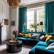 Teal Velvet Blackout Back Tab Curtain