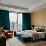 Teal Velvet Soundproof Blackout Curtains with Multitape