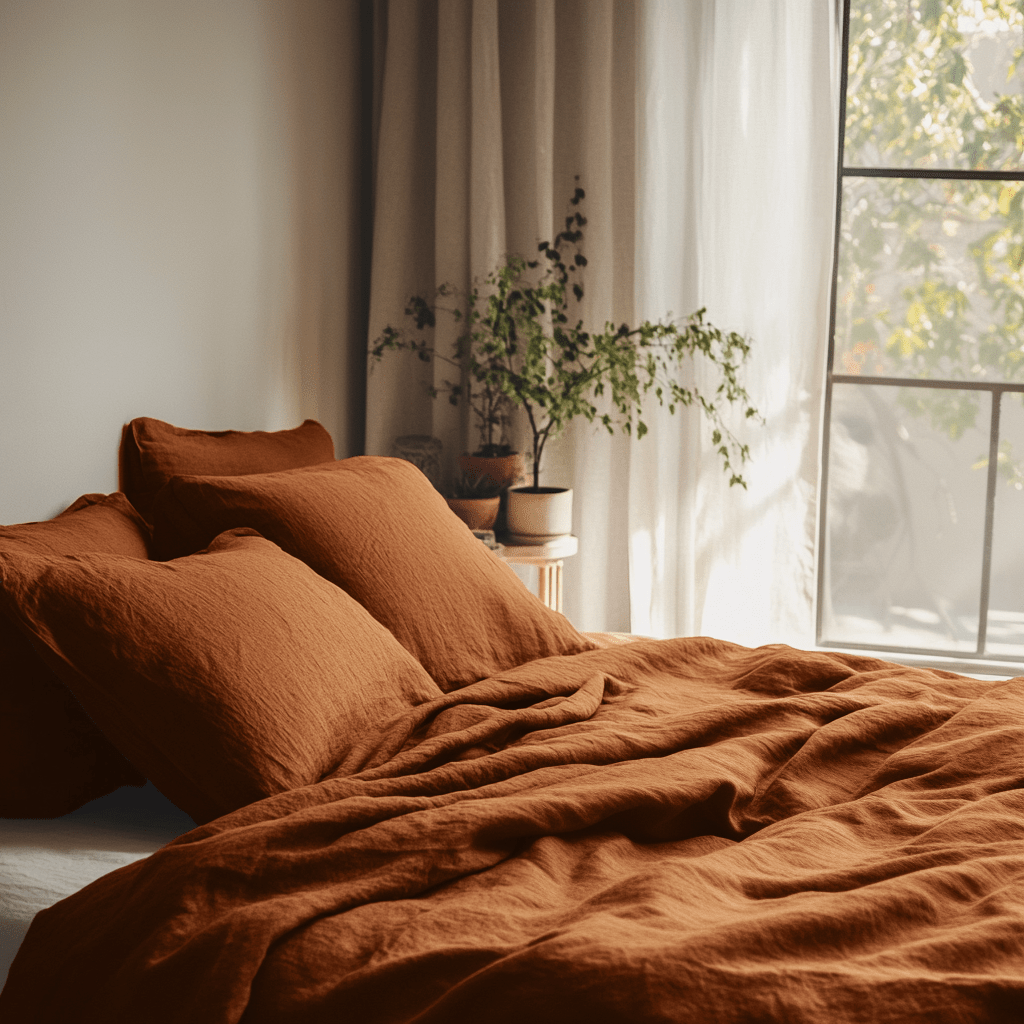 Terracotta Clay Heavyweight Linen Flat Sheet