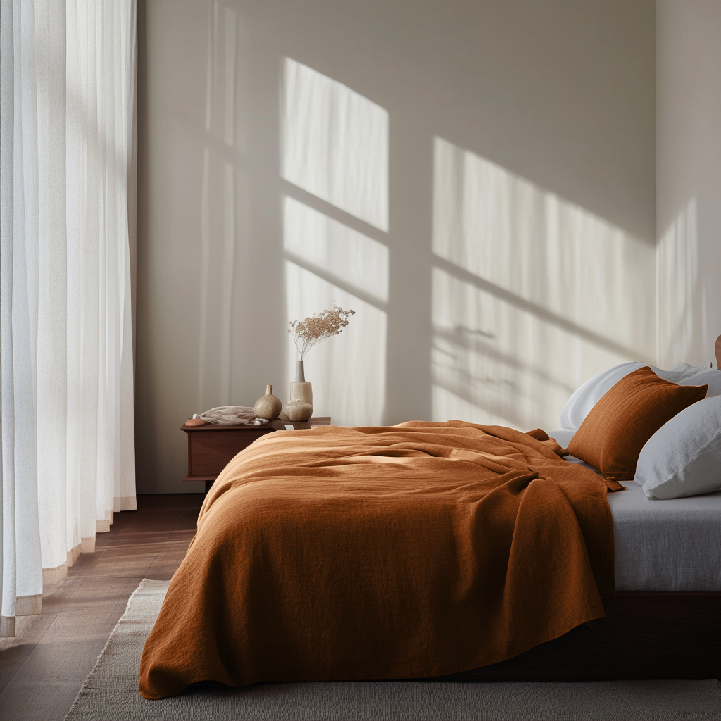 Terracotta Clay Heavyweight Linen Top Sheet