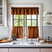 Terracotta Heavy Weight Linen Cafe Curtains Valance Set