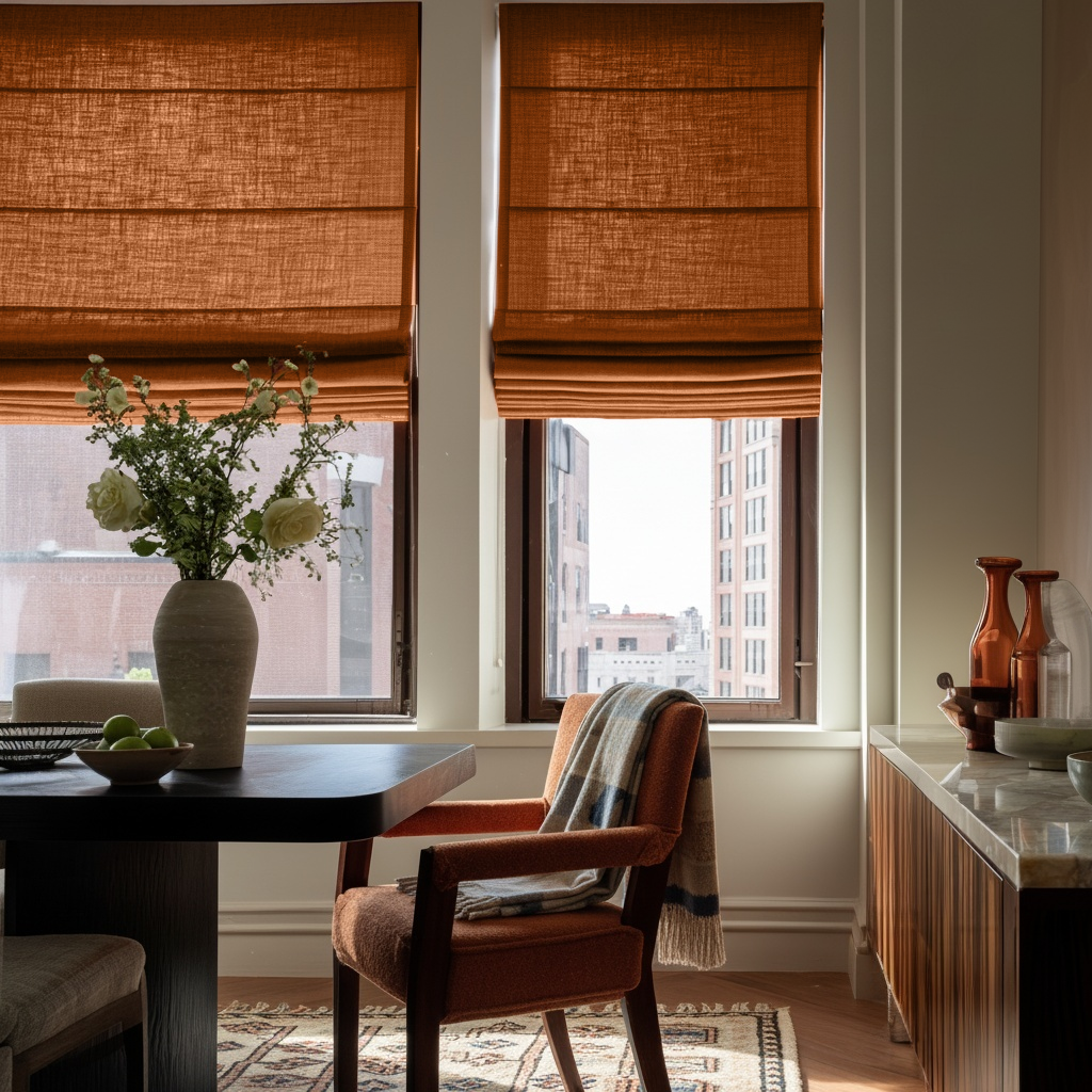 Terracotta Heavy Weight Linen Roman Shades