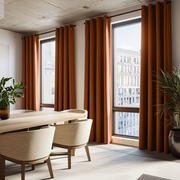 Terracotta Heavy Weight Linen Thermal Grommet Curtains