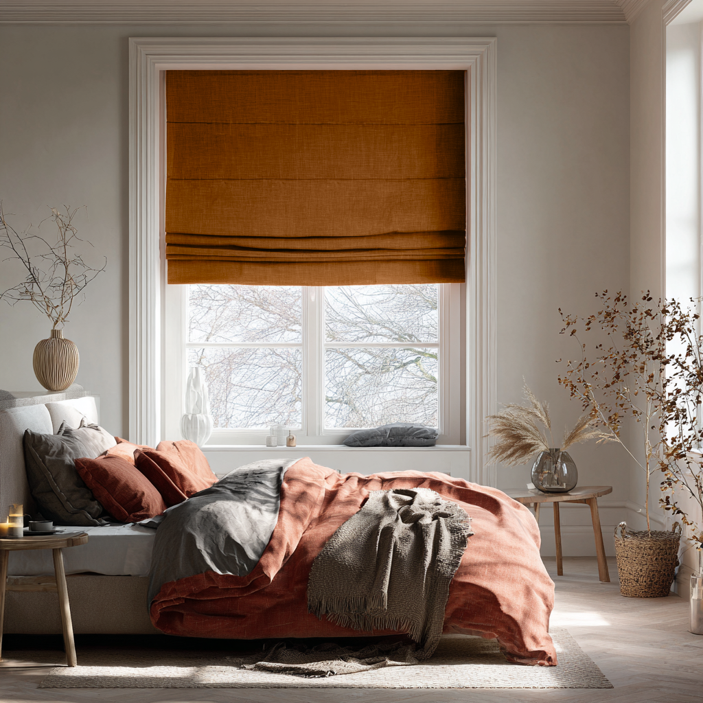 Terracotta Linen Blackout Roman Shades