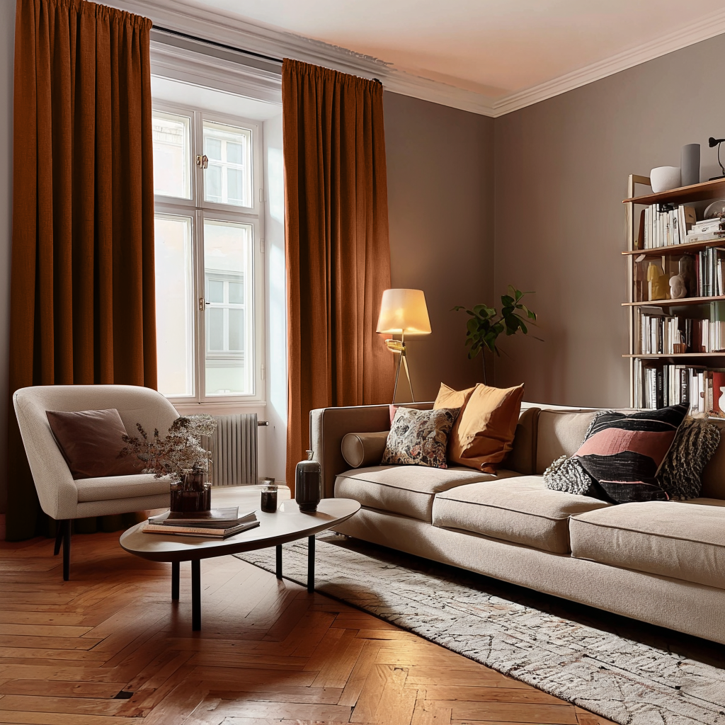 Terracotta Linen Soundproof Curtains