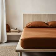 Terracotta Clay Washed Linen Heavyweight Deep Pocket Fitted Sheet 