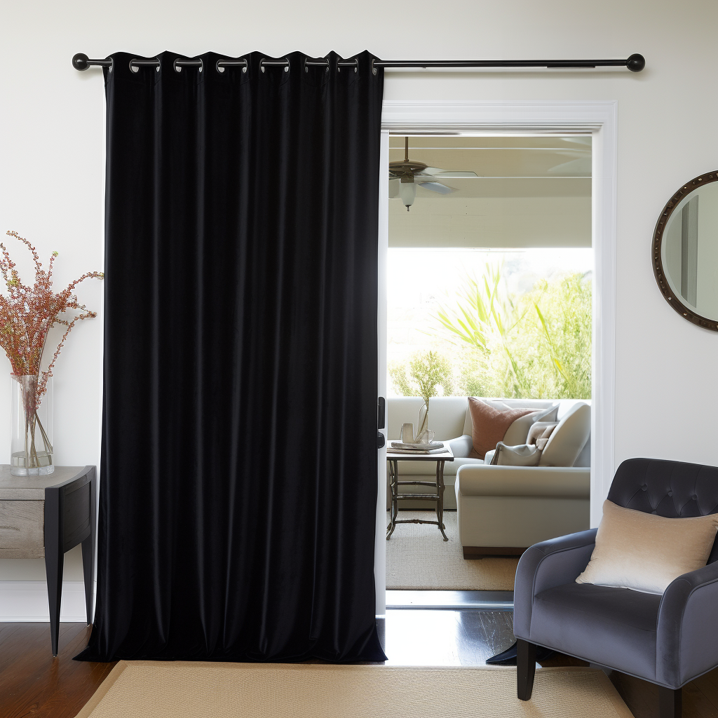 Black Velvet Blackout Grommet Curtain