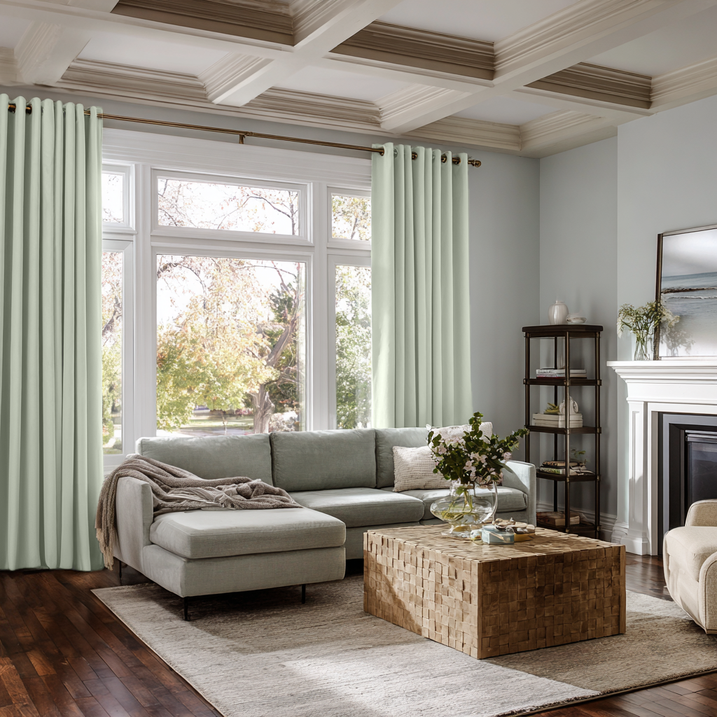 Mint Green Velvet Blackout Grommet Curtain