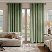 Sage Green Velvet Blackout Grommet Curtain