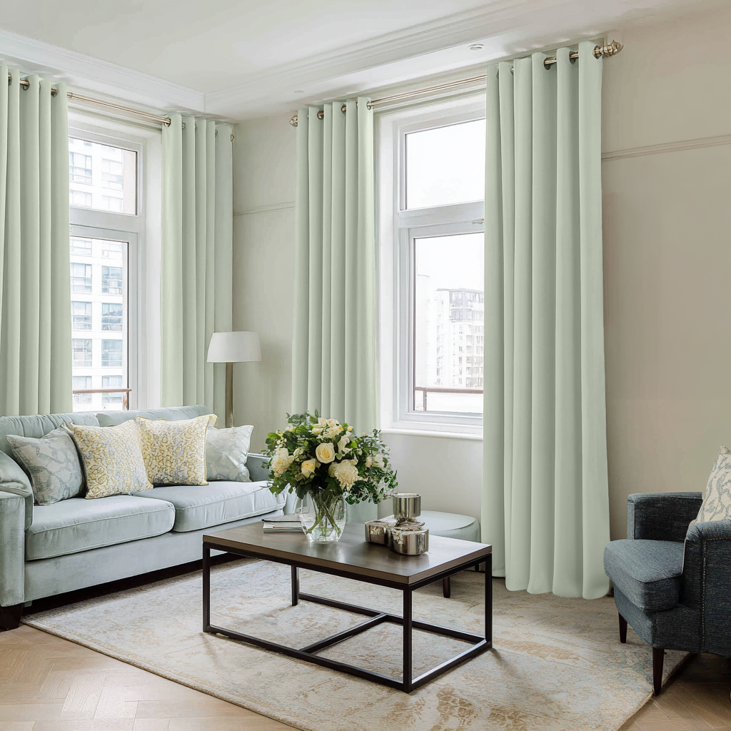 Mint Green Velvet Blackout Grommet Curtain