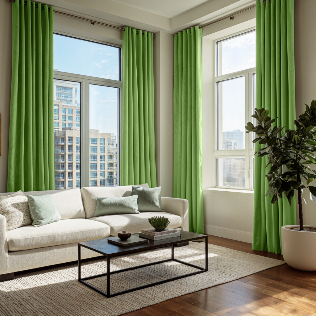 Light Green Velvet Blackout Grommet Curtain