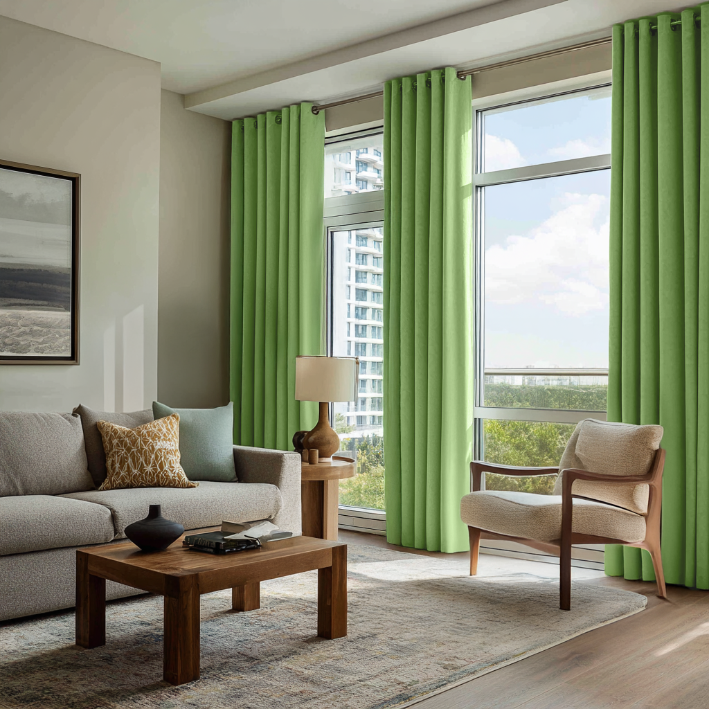 Light Green Velvet Blackout Grommet Curtain