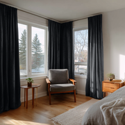 Dark Grey Velvet Blackout Rod Pocket Curtain