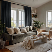 Dark Grey Velvet Blackout Rod Pocket Curtain