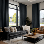 Dark Grey Velvet Blackout S-Fold Curtain