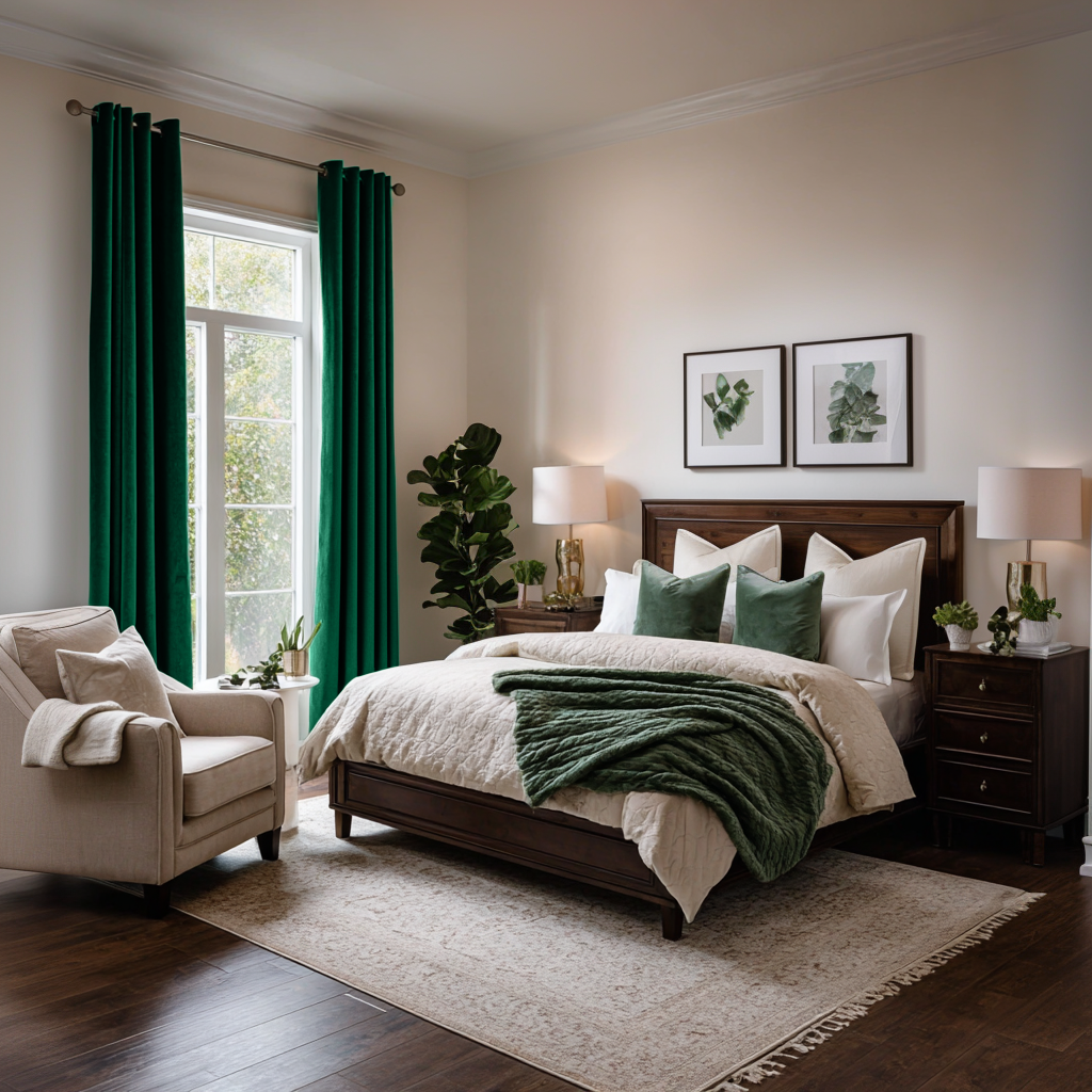 Emerald Green Velvet Grommet Blackout Curtains