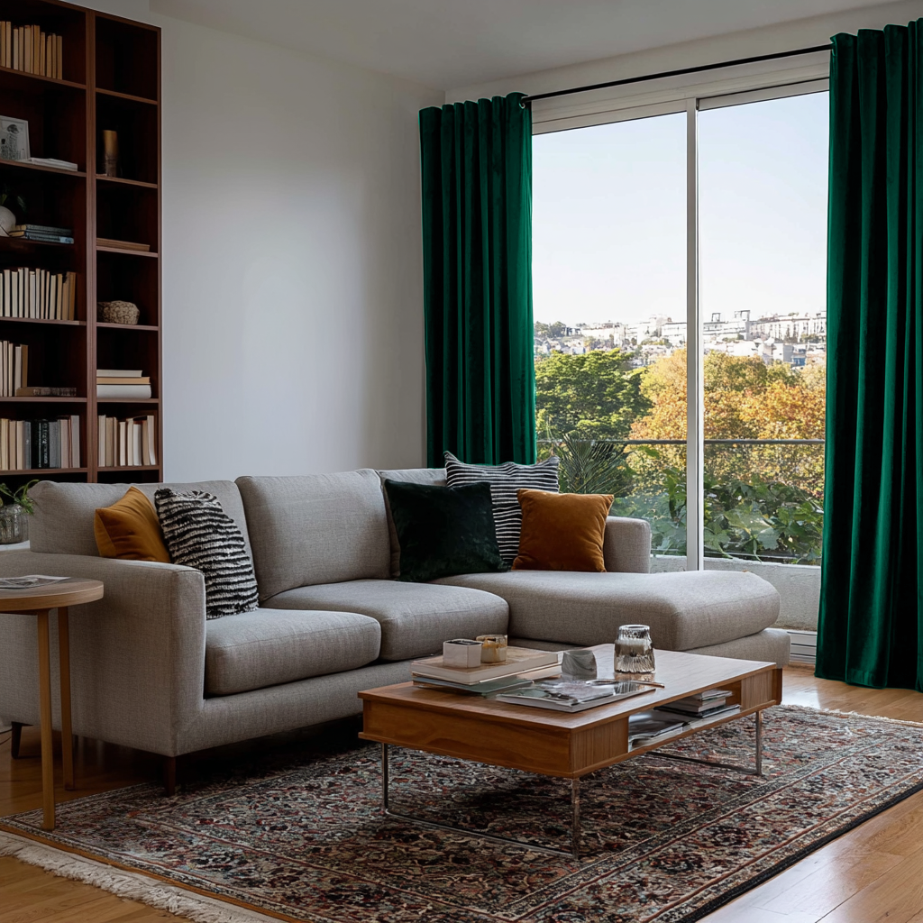 Emerald Green Velvet Grommet Blackout Curtains