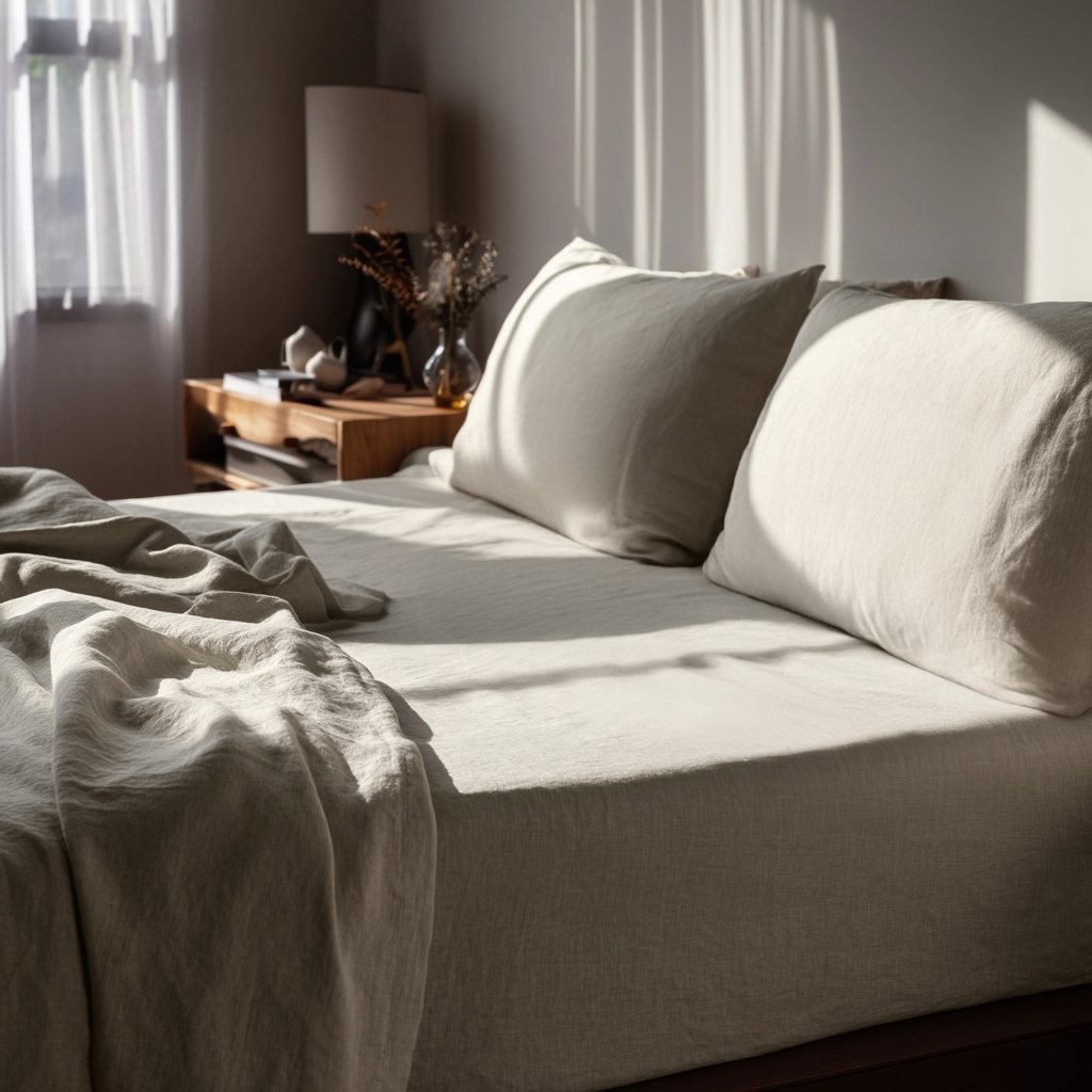 Natural Washed Linen Extra Deep Pocket Fitted Sheet Set 