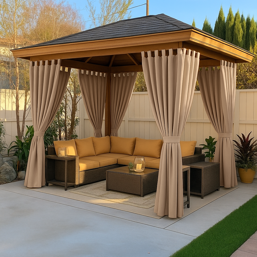 Waterproof and Windproof Outdoor Curtains For Gazebo - Various Colors & Custom Sizes