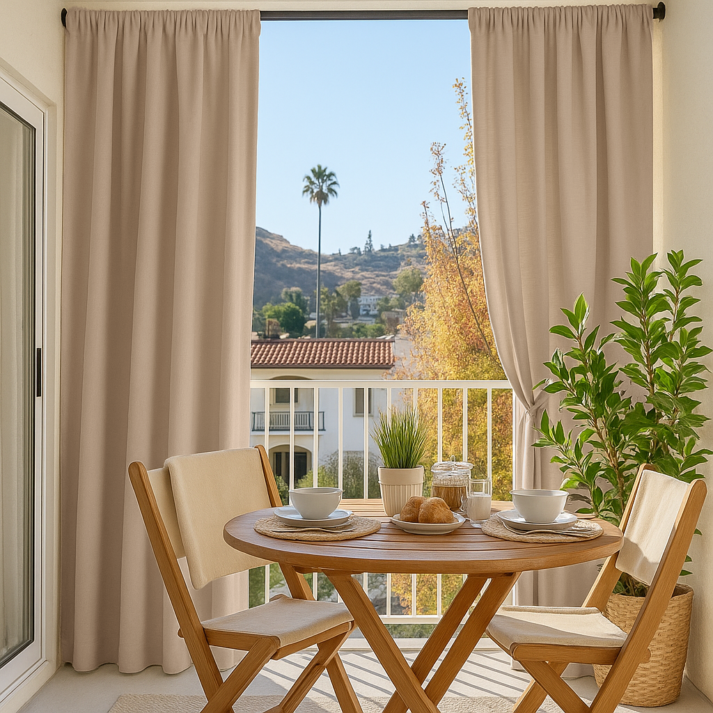 Linen Color Waterproof and Windproof Outdoor Balcony Curtains