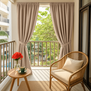 Linen Color Waterproof and Windproof Outdoor Balcony Curtains