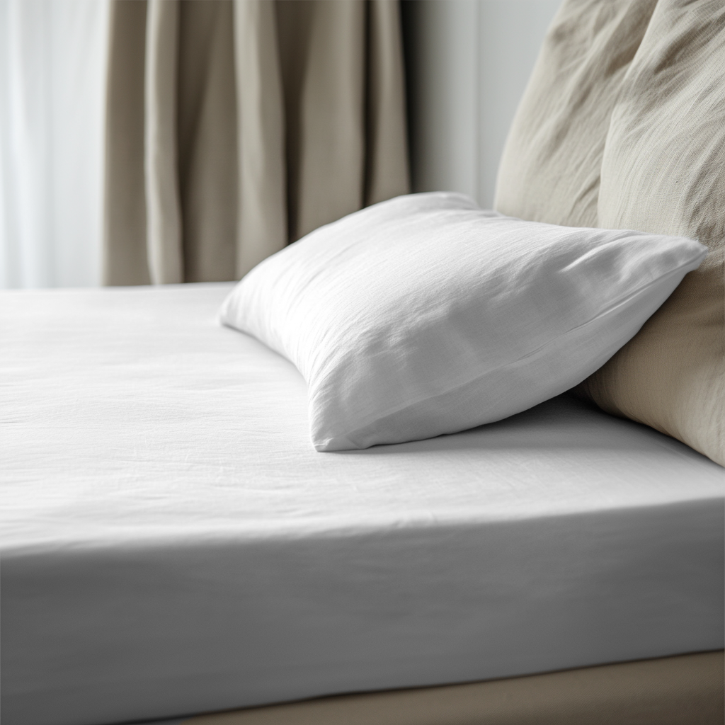 White Linen Fitted Sheet in Sheet Set