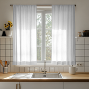 White Linen Kitchen Curtain