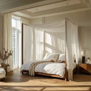 White Linen Canopy Bed Scarf