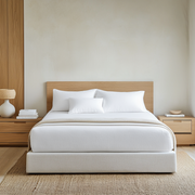 White Pure Linen Deep Pocket Fitted Sheet 