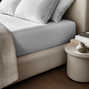 White Pure Linen Deep Pocket Fitted Sheet 