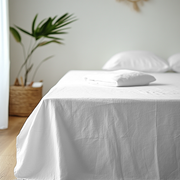 White Flat Linen Sheet - Close Up Photo