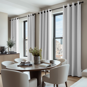 White Linen Grommet Curtains - Blackout Lining