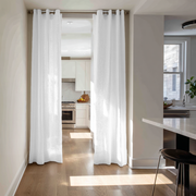 White Linen Doorway Curtain with Grommets