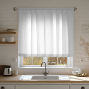 White Linen Kitchen Curtain