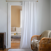 White Linen Doorway Curtain with Multitape