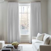 White Linen Pencil Pleat Blackout Curtains