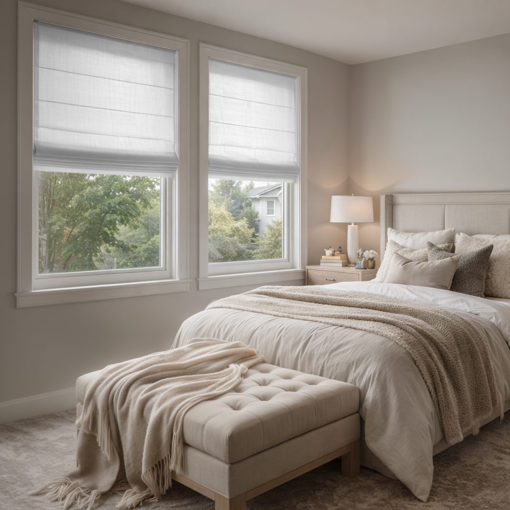 White Linen Roman Shades