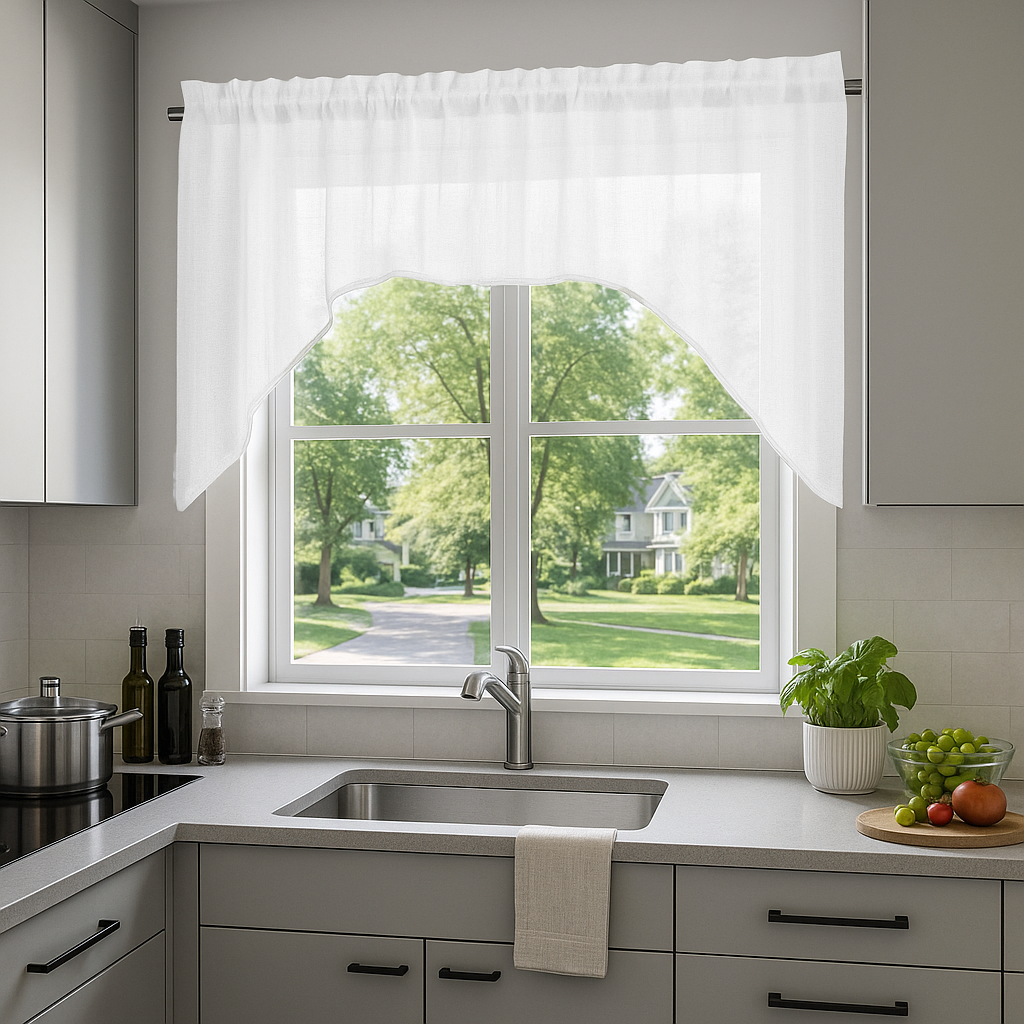 White Linen Swag Valance Curtain