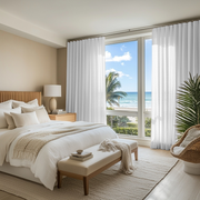 White Linen Wavefold Curtains