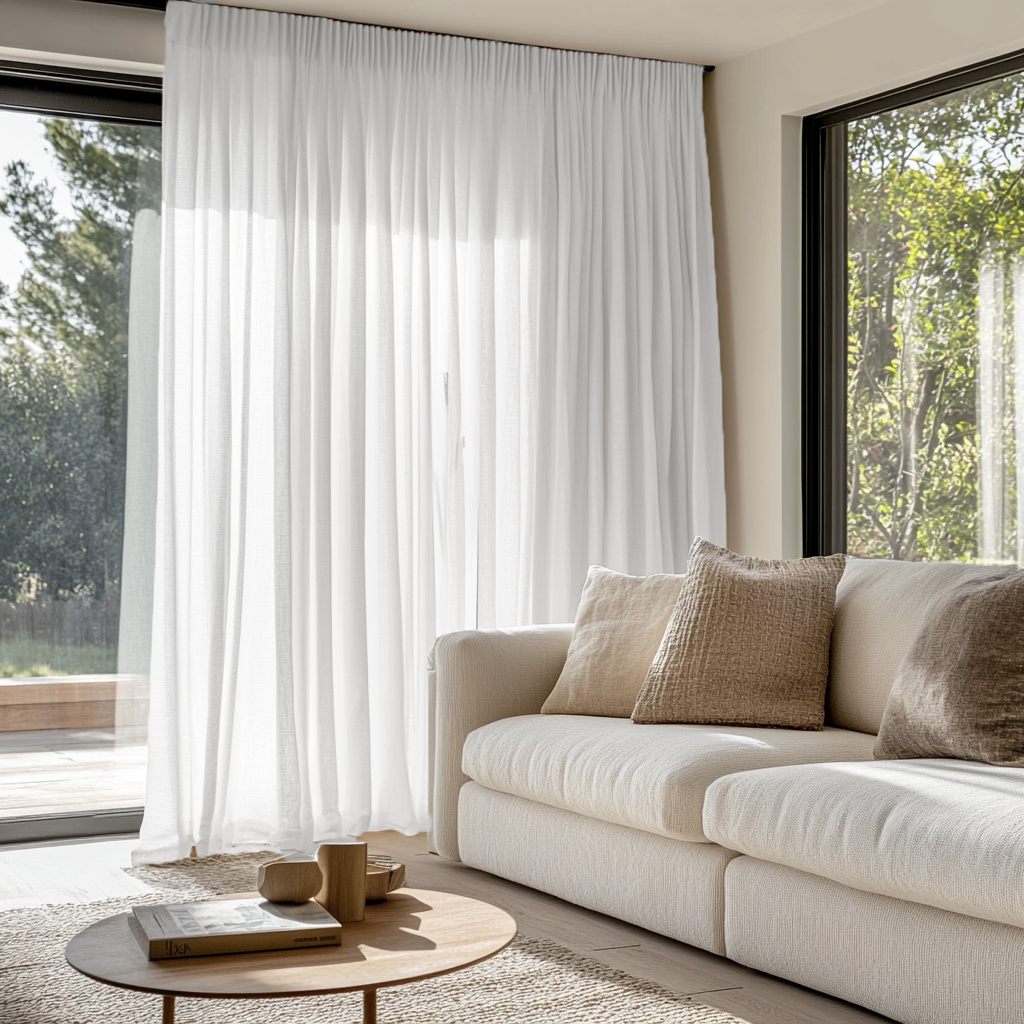 Pencil Pleat Linen Curtains For Living Room