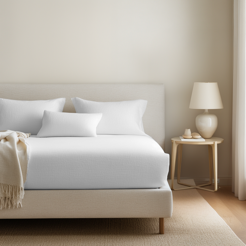 White Pure Linen Deep Pocket Fitted Sheet 