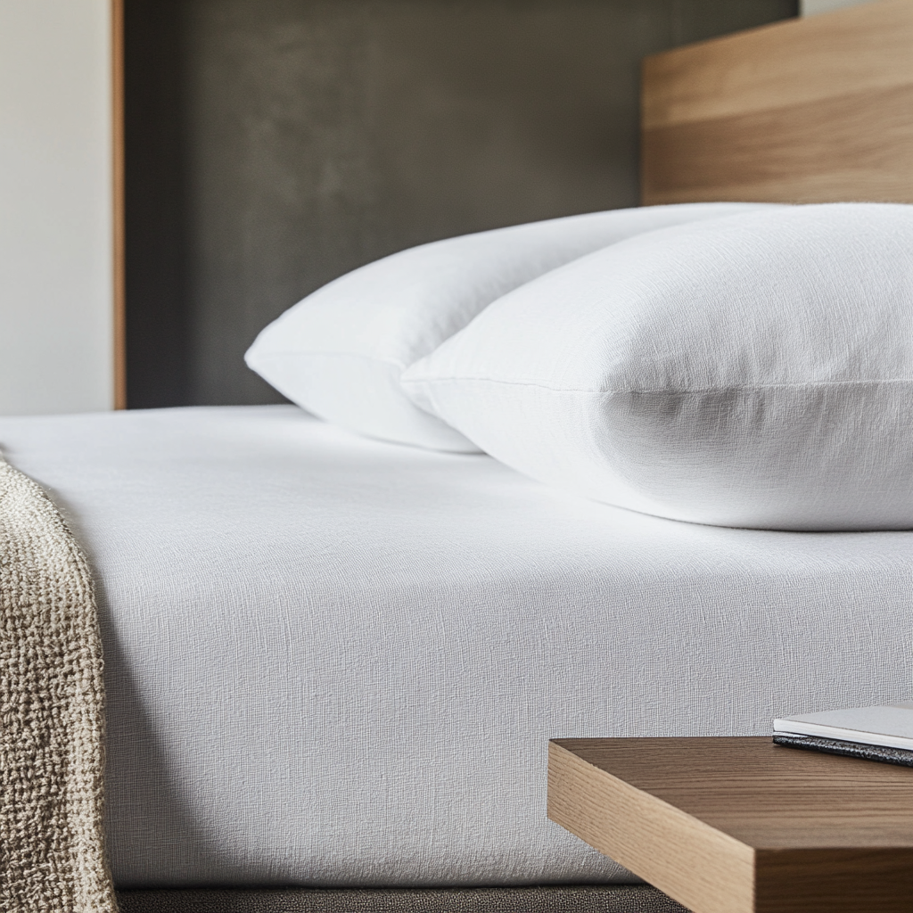 White Pure Linen Deep Pocket Fitted Sheet 