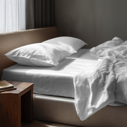 White Washed Linen Extra Deep Pocket Fitted Sheet Set Set
