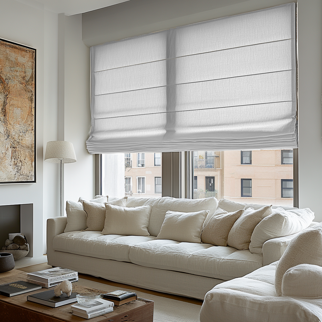 Extra Wide White Roman Shades