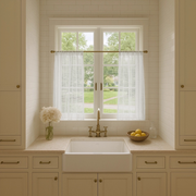 White Sheer Linen Kitchen Curtains