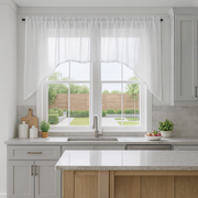 White Sheer Linen Swag Valance Curtain